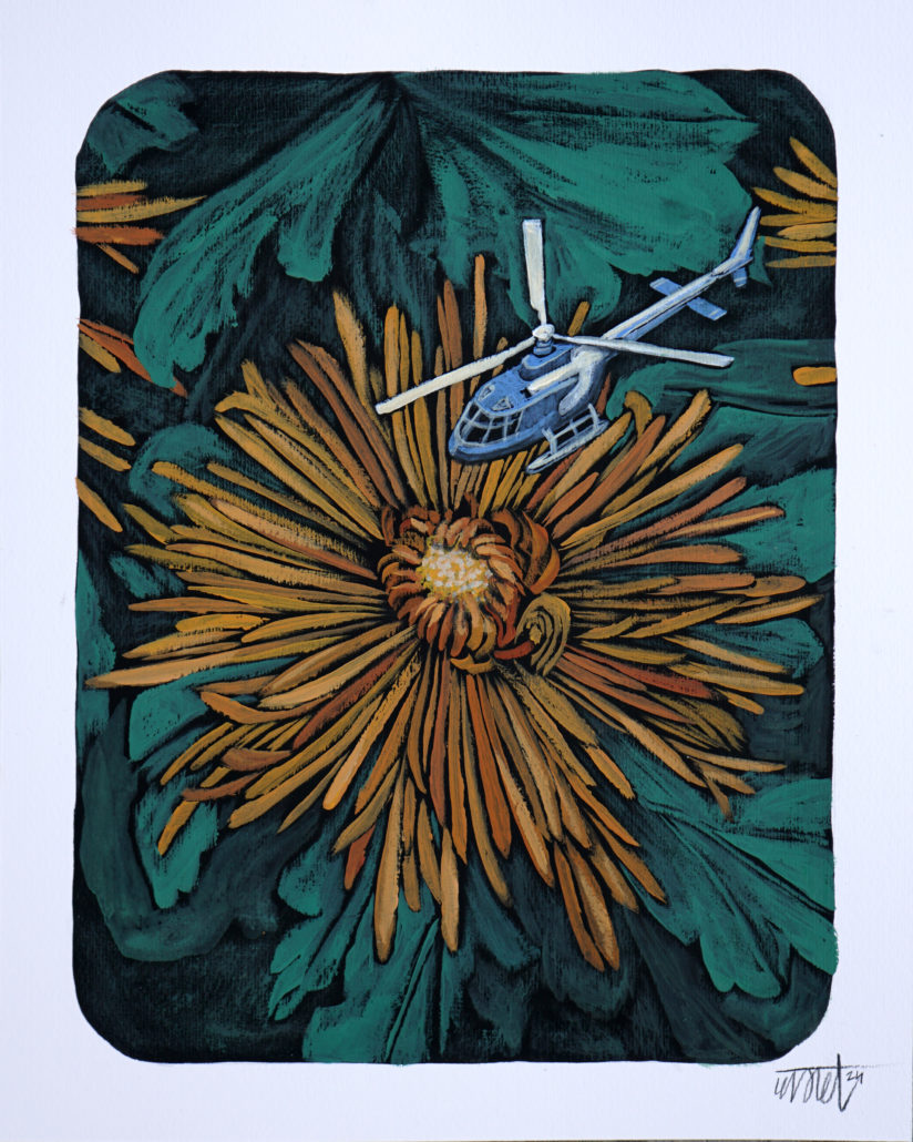 Pollen 2, acrylique sur papier, 30x24, 2024
